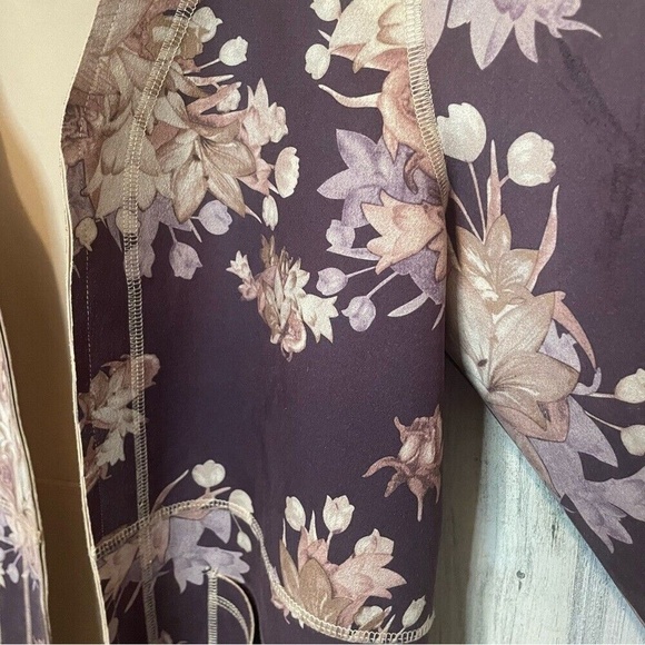 Chelsea & Theodore Faux Suede Brown Floral Jacket Womens Size M -Brown Tan Ivory - Picture 10 of 12